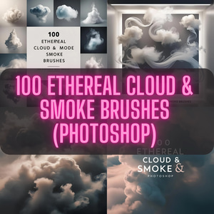 100 Ethereal Cloud & Smoke Brushes - Premium Photoshop Brushes for Dreamy, Atmospheric Effects and Creative Editing