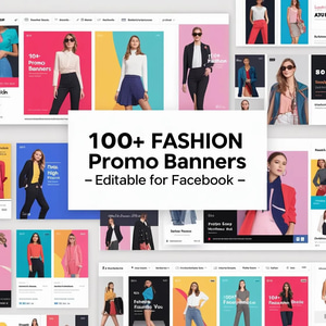 100+ Fashion Promo Banners Bundle - Editable BlueWave Ads Studio Facebook Templates for Stylish Brand Campaigns