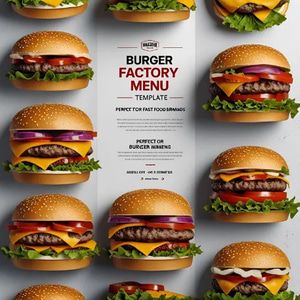 Burger Factory Menu PSD Template - Customizable PromoCore Studio Menu Design for Restaurants and Marketing Campaigns
