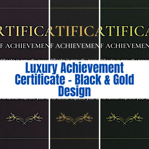 Luxury Achievement Certificate Black Gold Design - Elegant Editable Templates for Professional Recognition and Training Awards