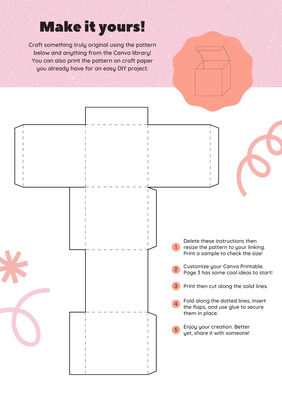 Cube Packaging Template Pink A4 Printable - Versatile Label Design for Professional Packaging & Branding