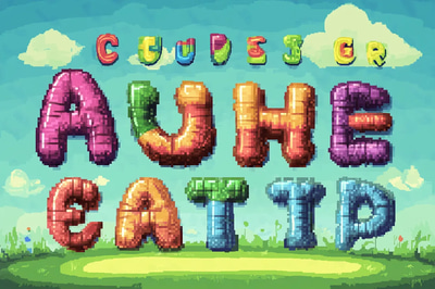 Colorful Pixel Font for Kids' Game - Playful Retro Pixel Typography for Engaging Children's Designs