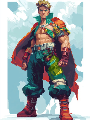 1980s Rock Star Pixel Portrait - Retro Pixel Art Portraits for Creative and Nostalgic Digital Projects