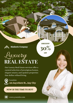 Green Gold Premium Listing Flyer - Elegant Real Estate Flyer Templates for Agents and Marketing Success