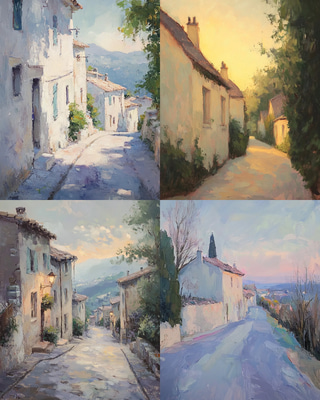 Quiet Village Street Impressionist Art - Serene Impressionist Painting for Art Lovers and Creative Decor