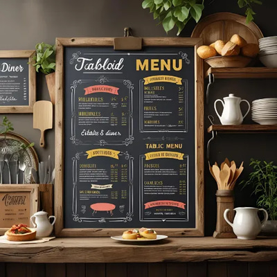 Chalkboard & Tabloid Menu - Editable PSD Templates - Versatile Marketing Menus for Restaurants and Events 2025-2026