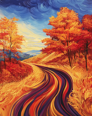 Abstract Autumn Landscape - Contemporary Verdant Horizon Studio Art for Serene Seasonal Decor and Creative Spaces