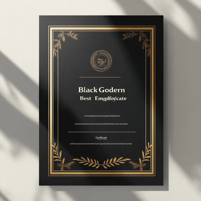 Black Gold Modern Best Employee Certificate - Elegant Recognition Design for Corporate Excellence and Team Motivation