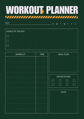 Bold Black & White Workout Planner - Minimalist Fitness Template for Trainers and Health Enthusiasts