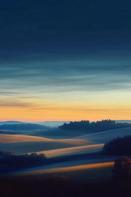 Countryside Morning Light - Serene Sunrise Landscape Art for Tranquil Spaces and Creative Decor