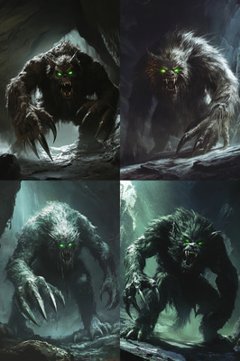 Hulking Beast With Claws Design - Dark Horror Creature Art for Immersive Visual Projects and Storytelling