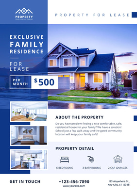 Blue Accent Listing Flyer - Modern Real Estate Flyer Templates for Agents and Property Marketers