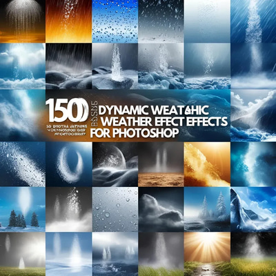 150 Dynamic Weather Effect Brushes - Versatile Photoshop Brushes for Realistic Weather Textures and Creative Visual Effects
