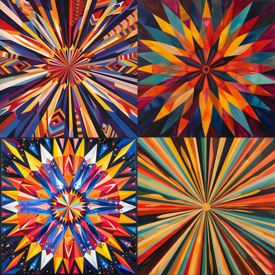 Radial Symmetry Abstract - Vibrant Starburst - Dynamic Abstract Expressionism Art for Creative Prints and Digital Decor