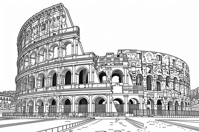 Colosseum Rome Coloring - Detailed Architectural Coloring Pages for Creatives and Educators