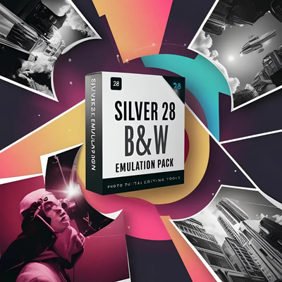 Silver 28 B&W Film Emulation Pack - Premium Photo Editing Plugin and Classic Monochrome Themes for Creators and Photographers