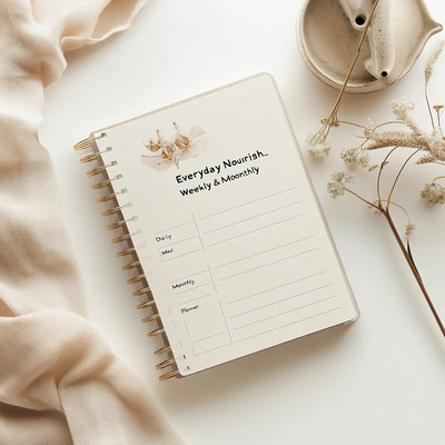 Everyday Nourish Daily Weekly Monthly Meal Planner - Streamlined Nutrition & Meal Planning for Health-Conscious Individuals and Families