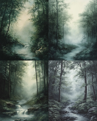 Misty Forest Painting - Serene Landscape Art for Home Decor and Creative Inspiration