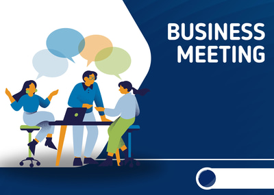 Blue Orange Virtual Business Meeting Portrait - Professional Corporate Invitation Template for Seamless Online Events