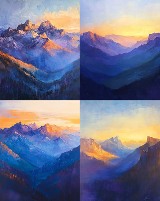 Mountain Range Oil - Classic Oil Painting for Timeless Artistic Expression and Elegant Home Decor