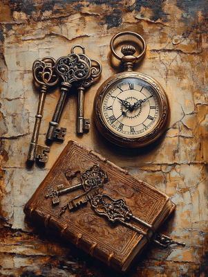 Antique Keys Still Life Art - Timeless Studio Painting for Classic Home and Office Decor