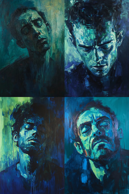 Distorted Form Expressionistic Portrait of a Man - Bold Expressionistic Portrait Art for Contemporary Collectors and Creators