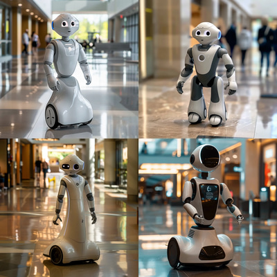 OmniServ Hospitality Interface Unit Concept - Futuristic Mechanical Robotics Art for Concept Designers and Innovators