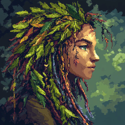 Mystical Druid Pixel Portrait - Enchanting Pixel Art Portraits for Creative Projects and Digital Storytelling