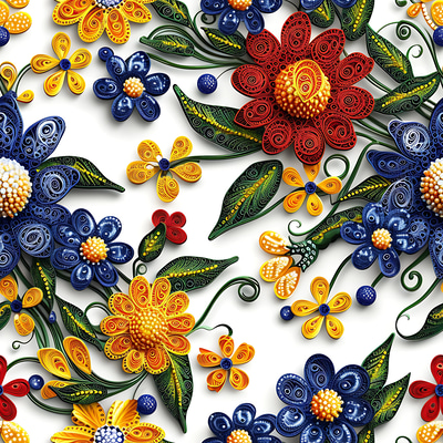 100 3D Paper Quilled Floral Patterns - Geometric Abstract Paper Art for Creative Designers and Printables
