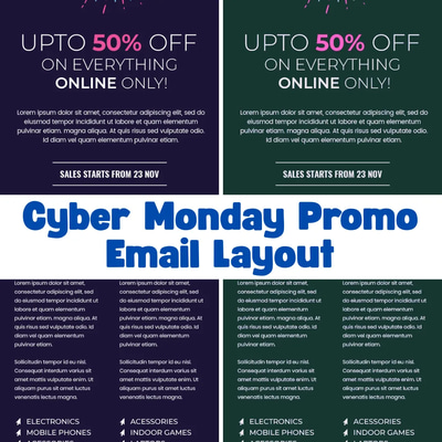 Cyber Monday Promo Email Layout - Sleek, Responsive Email & Signature Templates for Business Campaigns 2025-2026