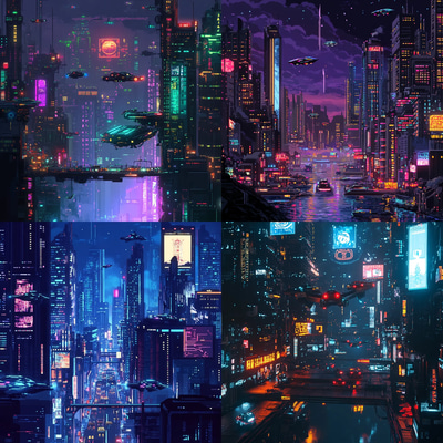 Futuristic Cityscape at Night Pixel - Immersive Pixel Art Animation for Creative Projects and Digital Storytelling
