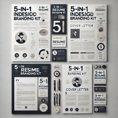 5-in-1 InDesign Resume Branding Kit - Professional Resume & CV Templates for Business and Creative Careers