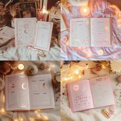 Celestial Pink Tri-Planning System - Elegant Daily, Weekly & Monthly Planner for Organized Productivity
