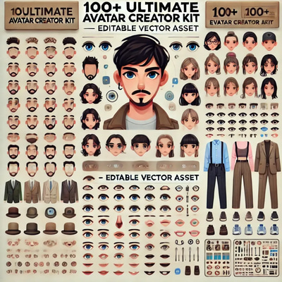 100+ Ultimate Avatar Creator Kit - Editable Vector Avatars for Designers and Content Creators