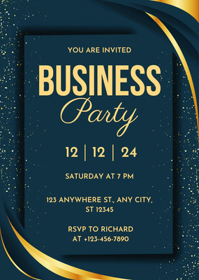 Elegant Black Orange Business Event Invite - Stylish Corporate Social Program Template for Professional Presentations