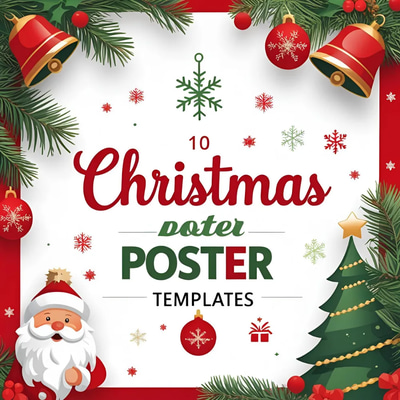 10 Christmas Celebration Posters - Joyful PSD Design Pack - Festive Marketing Templates for Seasonal Campaigns and Brand Engagement