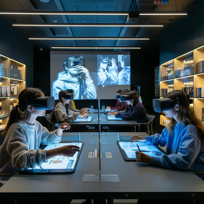 EduHolo Interactive Learning Interface - Futuristic Concept Art for Educational Tech and Creative Projects