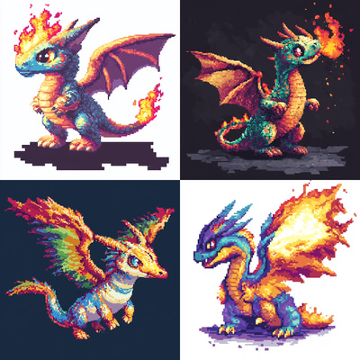 Colorful Dragon Pixel Icon - Vibrant Pixel Art Avatar for Creative Projects and Digital Branding 2025