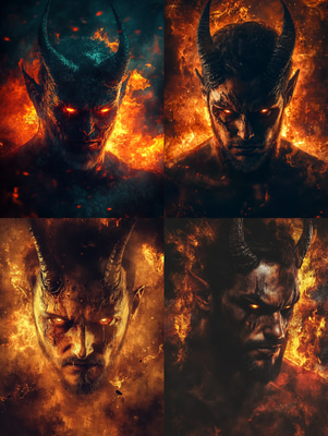 Demonic-Looking Man Portrait - Dark Horror Digital Portraits for Designers and Creative Projects