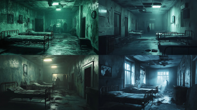 Deserted Hospital Ward With Rust - Dark Aesthetic Haunted Environment Art for Horror Creators and Atmospheric Projects