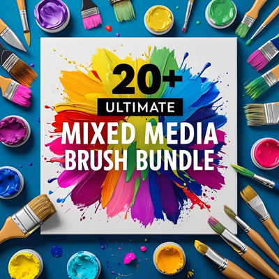 20+ Ultimate Mixed Media Brush Bundle - Versatile Artistic Brushes for Creative Digital Painting and Design Projects