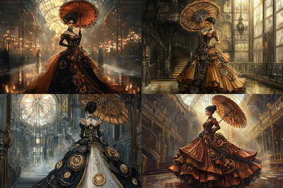 Lady Pendulum - Gilded Corset Revolution - Steampunk Fantasy Art for Creative Storytelling and Visual Worlds