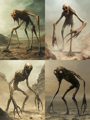 Elongated Alien Creature Design - Immersive Horror Creature Art for Dark Fantasy Projects and Visual Storytelling