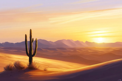 Desert Landscape Wall Art - Serene Canvas Print for Calming Home and Office Decor