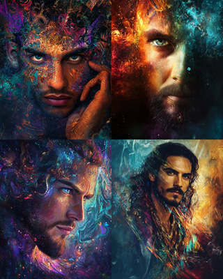 Fantasy-Themed Digital Portrait of a Man - Captivating Artistic Portrait for Creative and Commercial Use