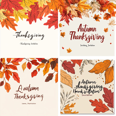 Autumn Leaves Thanksgiving Invitation - Elegant Fall-Themed Greeting for Warm Holiday Celebrations