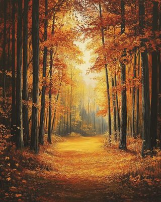 Autumn Forest Clearing - Serene Verdant Landscape Art for Nature Lovers and Creative Spaces