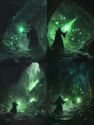 Dark Sorcerer Casting Spell - Cinematic Digital Dark Fantasy Art for Horror Creators and Storytelling