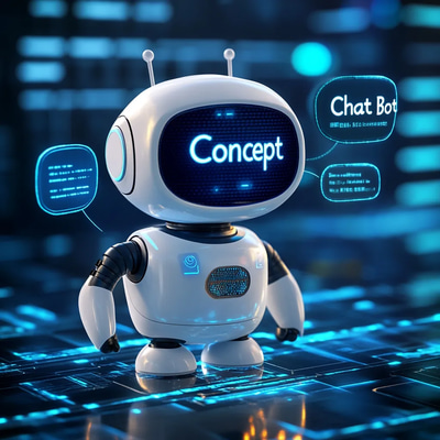 Chat Bot 3D Concept - Futuristic 3D Template for Interactive AI and Tech Designers