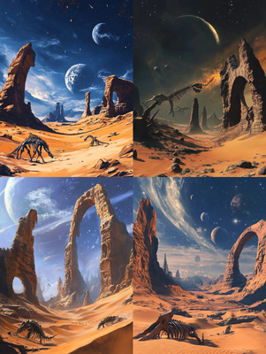 Desert Alien World - Immersive Sci-Fi Planet Art for Futuristic Visual Projects and Creative Concepts